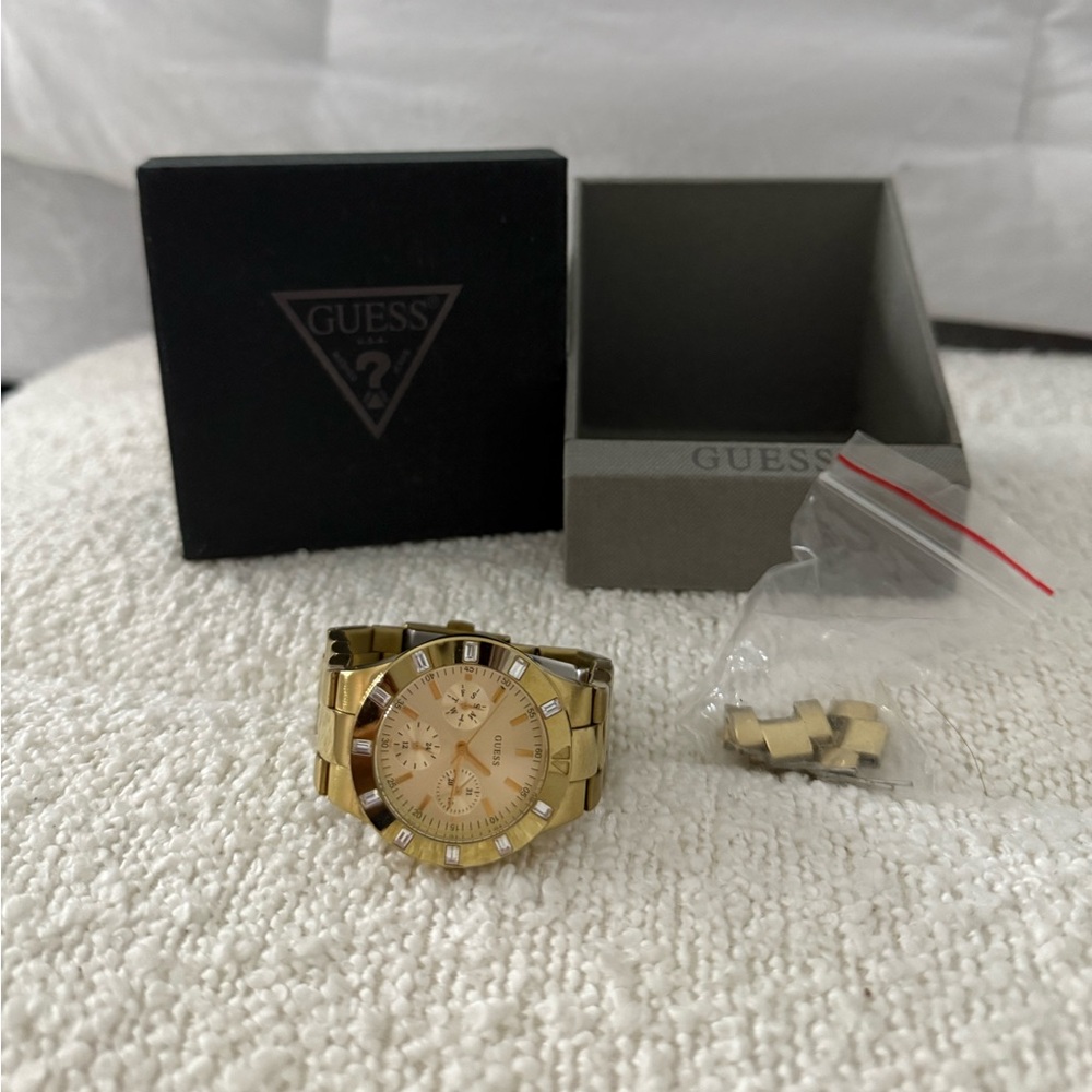 Guess Women's Gold Watch with Crystal Accents